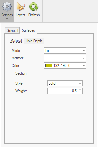 Model_Ribbon_Home_Database_Settings_Surfaces_Material